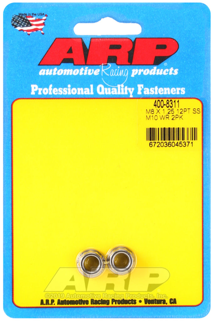 ARP M8 x 1.25 M10 WR 12pt Stainless Steel Nut Kit - DTX Performance