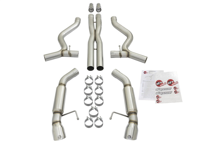 aFe MACHForce XP 3in Aggressive Toned Cat-Back Exhausts w/ Polished Tips 15-17 Ford Mustang V6/V8 - DTX Performance