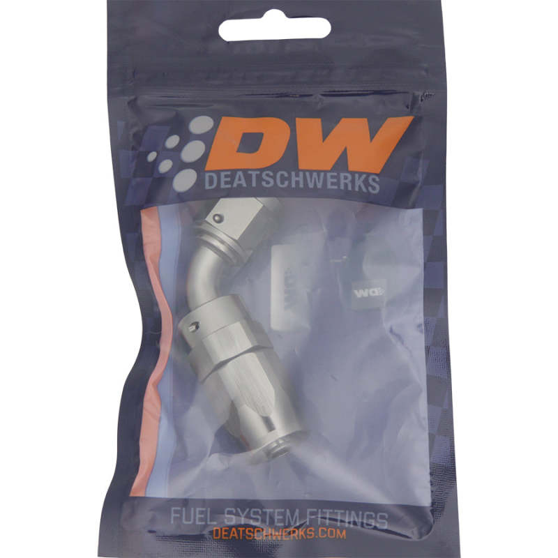 DeatschWerks 6AN Female Flare Swivel 60-Degree Hose End CPE Anodized DW Titanium - DTX Performance