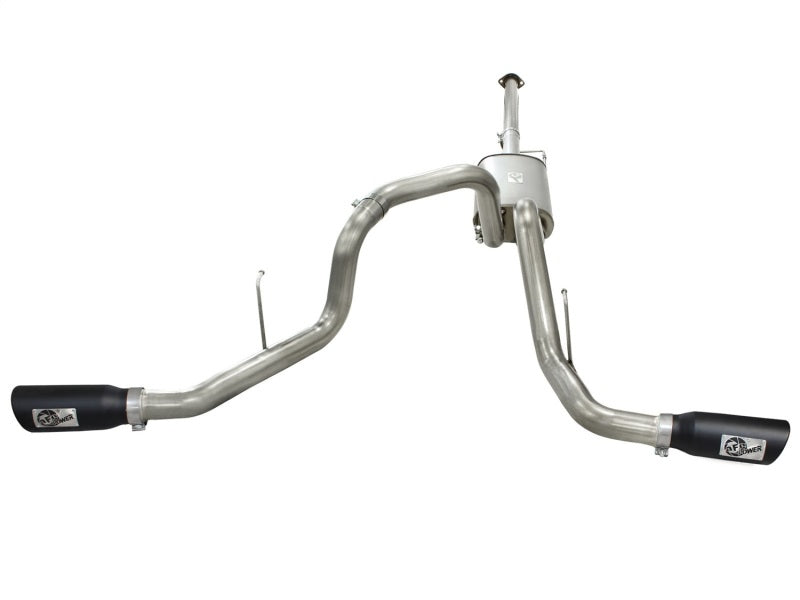 aFe MACHForce XP Exhaust 3in SS Dual Side Exit CB w/ Black Tips 11-14 Ford F150 EcoBoost V6-3.5L TT - DTX Performance