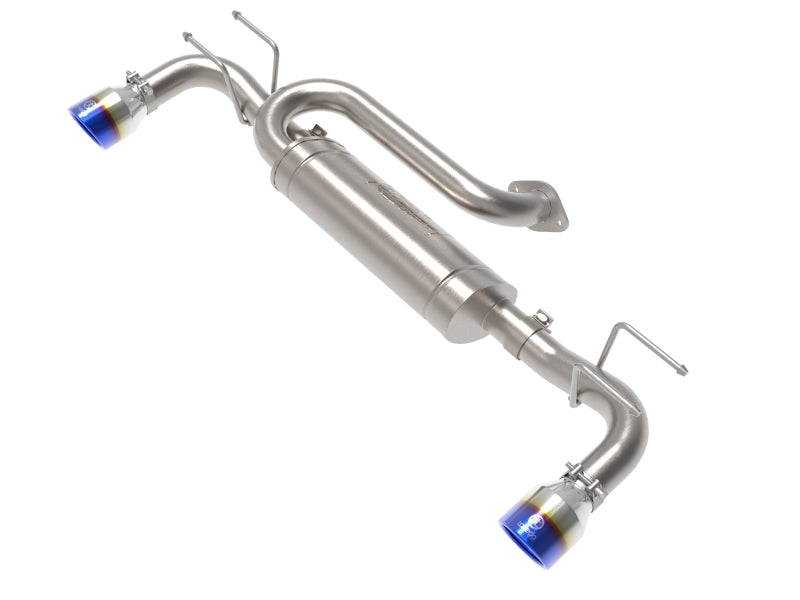 aFe 19-22 Mazda 3 L4 2.5L Takeda 3in to 2-1/2in 304 SS Axle-Back Exhaust w/ Blue Flame Tip - DTX Performance