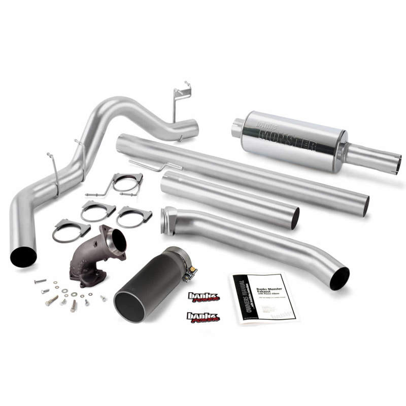 Banks Power 98-02 Dodge 5.9L Ext Cab Monster Exhaust w/ Power Elbow - SS Single Exhaust w/ Black Tip - DTX Performance