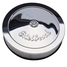 Load image into Gallery viewer, Edelbrock Air Cleaner Pro-Flo Series Round Steel Top Paper Element 14In Dia X 3 313In Chrome - DTX Performance