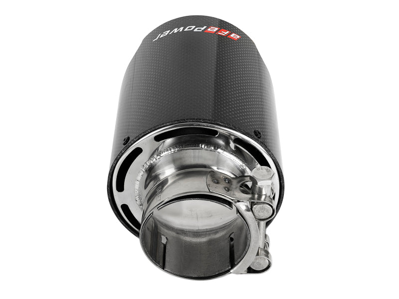 aFe MACH Force-Xp 304 SS Clamp-On Exhaust Tip 2.5in. Inlet / 4.5in. Outlet / 7in. L - Carbon Fiber - DTX Performance