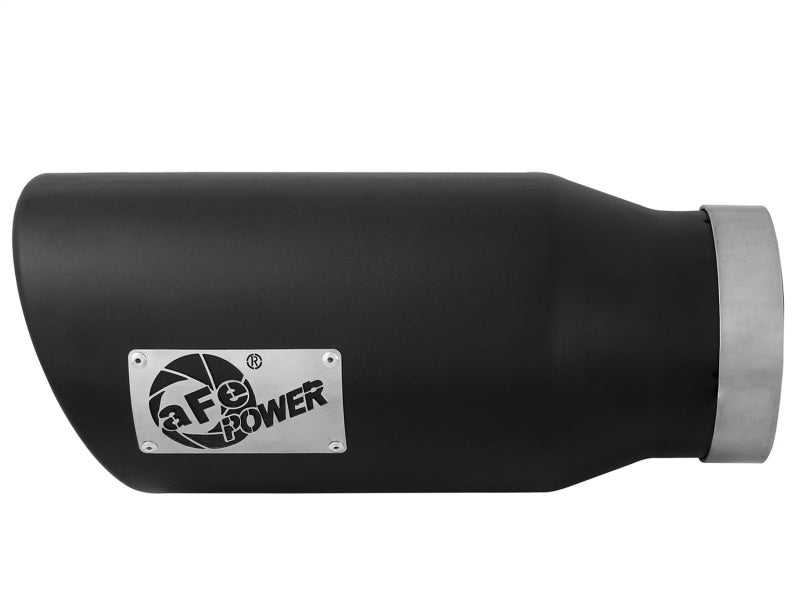 aFe POWER MACH Force-Xp 5in 304 Stainless Steel Exhaust Tip 5In x 7Out x15Lin Bolt-On Right-Blk - DTX Performance