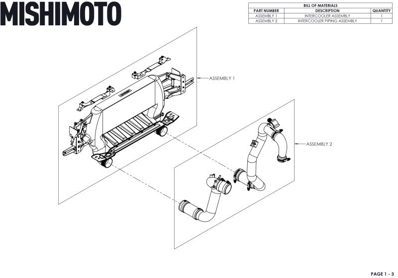 Mishimoto 21+ Bronco 2.3L High Mount INT Kit BK Core BK Pipes - DTX Performance