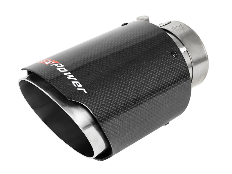 aFe MACH Force-Xp 409 SS Clamp-On Exhaust Tip 2.5in. Inlet / 4in. Outlet / 7in. L - Carbon - DTX Performance