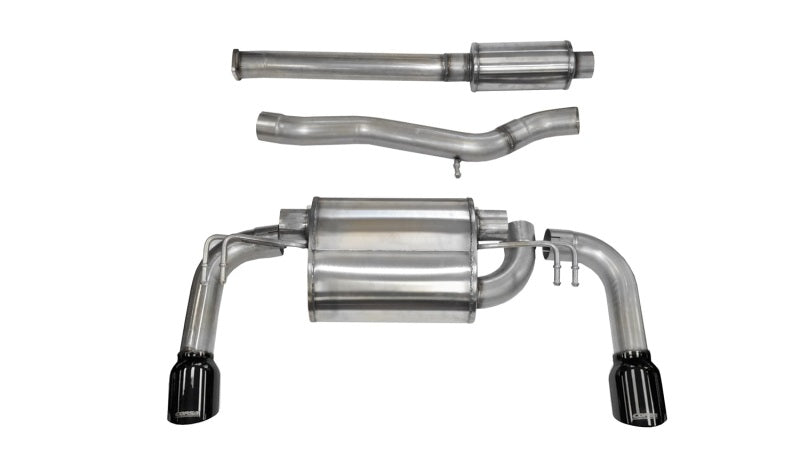 Corsa 08-14 Mitsubishi Lancer Evolution X Sedan 2.0L Black Sport Dual Rear Cat-Back Exhaust - DTX Performance