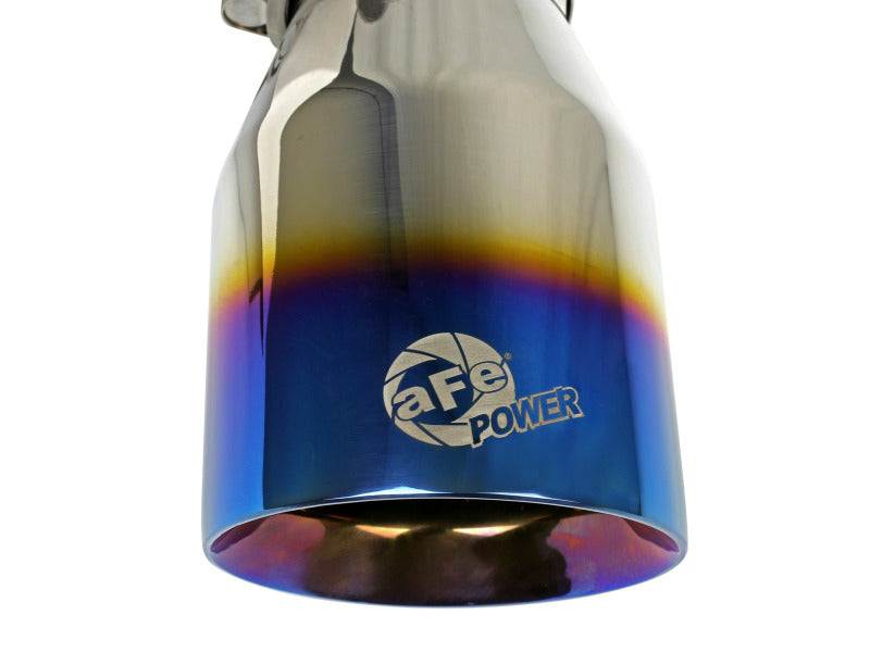 aFe Mach Force XP 304 Stainless Steel Clamp-On Exhaust Tip 2.5in Inlet / 4in Outlet - Blue Flame - DTX Performance