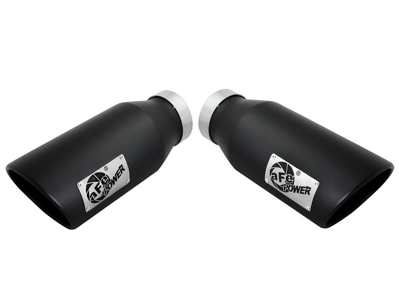 aFe Large Bore-HD 4in 409 Stainless Steel DPF-Back Exhaust w/Black Tip 15-16 Ford Diesel V8 Trucks - DTX Performance