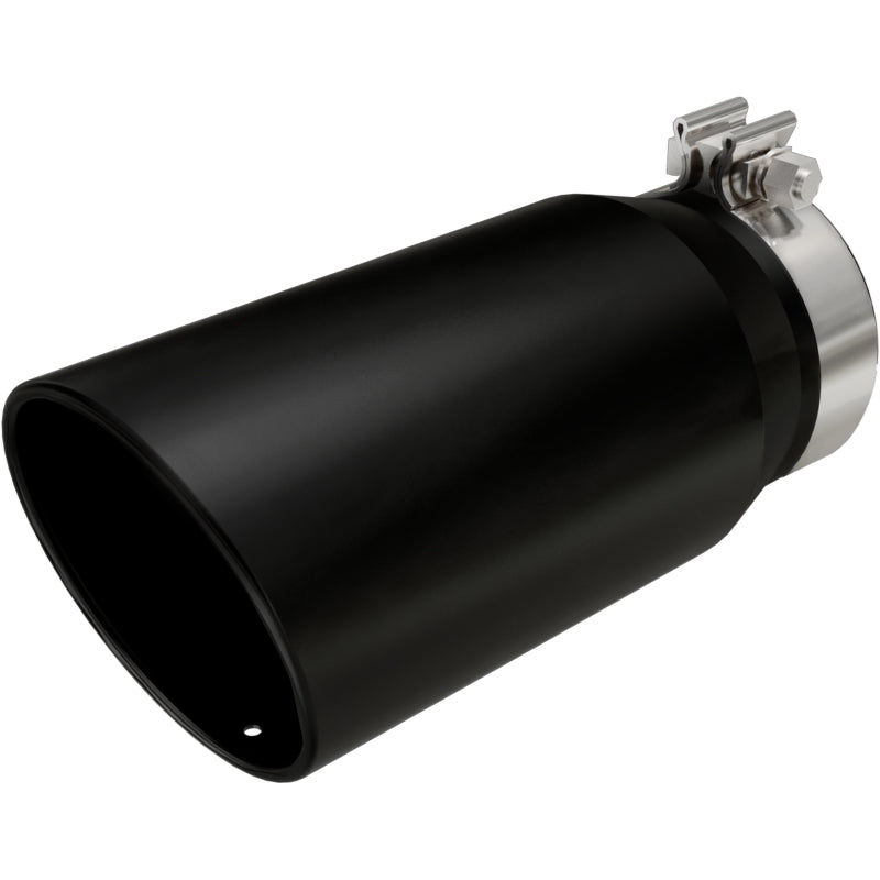 MagnaFlow Tip Stainless Black Coated Single Wall Round Single Outlet 6in Dia 5in Inlet 13in L - DTX Performance