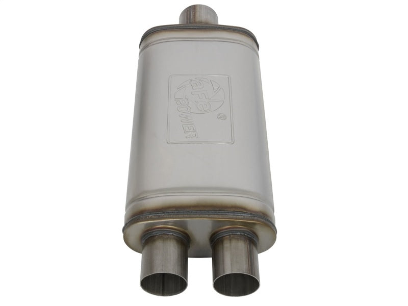 aFe MACHForce XP SS Muffler 3in Center Inlet / 2.5in Dual Outlets 18in L x 9in W x4in H Body - DTX Performance