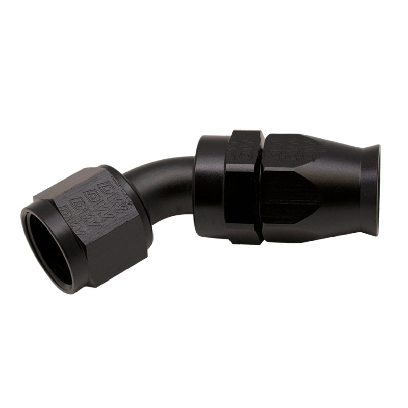 DeatschWerks 10AN Female Swivel 45-Degree Hose End PTFE (Incl Olive Insert) - Anodized Matte Black - DTX Performance