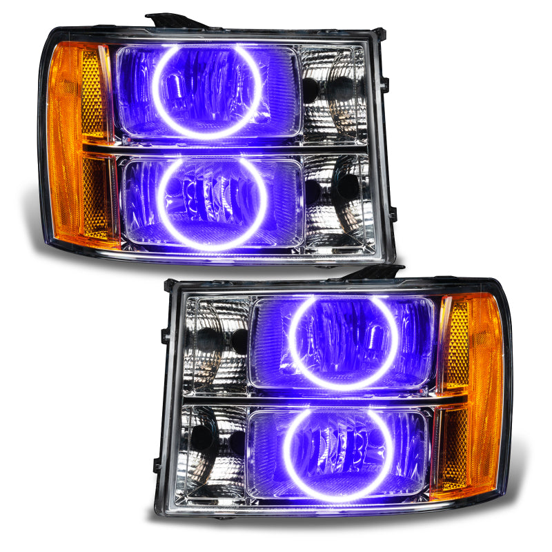 Oracle Lighting 07-13 GMC Sierra Pre-Assembled LED Halo Headlights - (Round Ring Design) -UV/Purple - DTX Performance