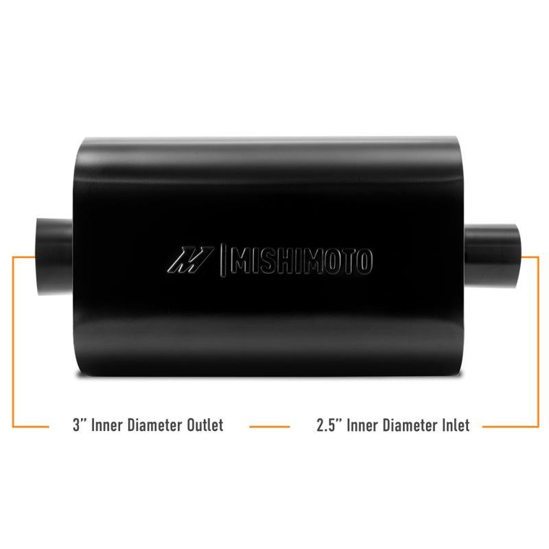 Mishimoto Muffler with 2.5in Center Inlet/Outlet - Angled Tip - Black - DTX Performance