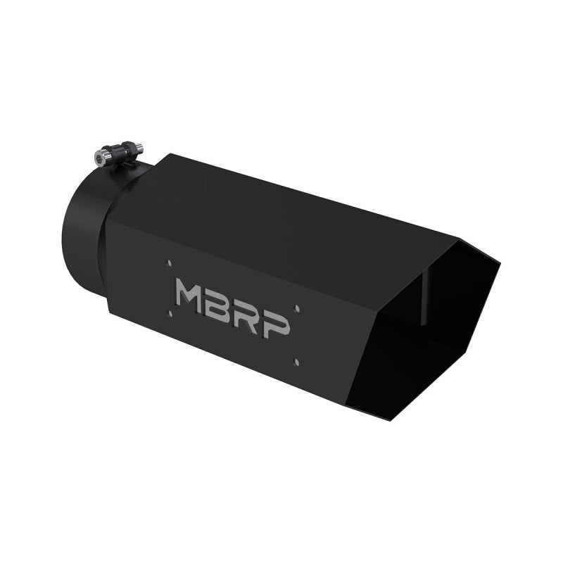 MBRP Universal Hex Tip 5in Inlet 16in Length w/ Logo - Black Coated - DTX Performance