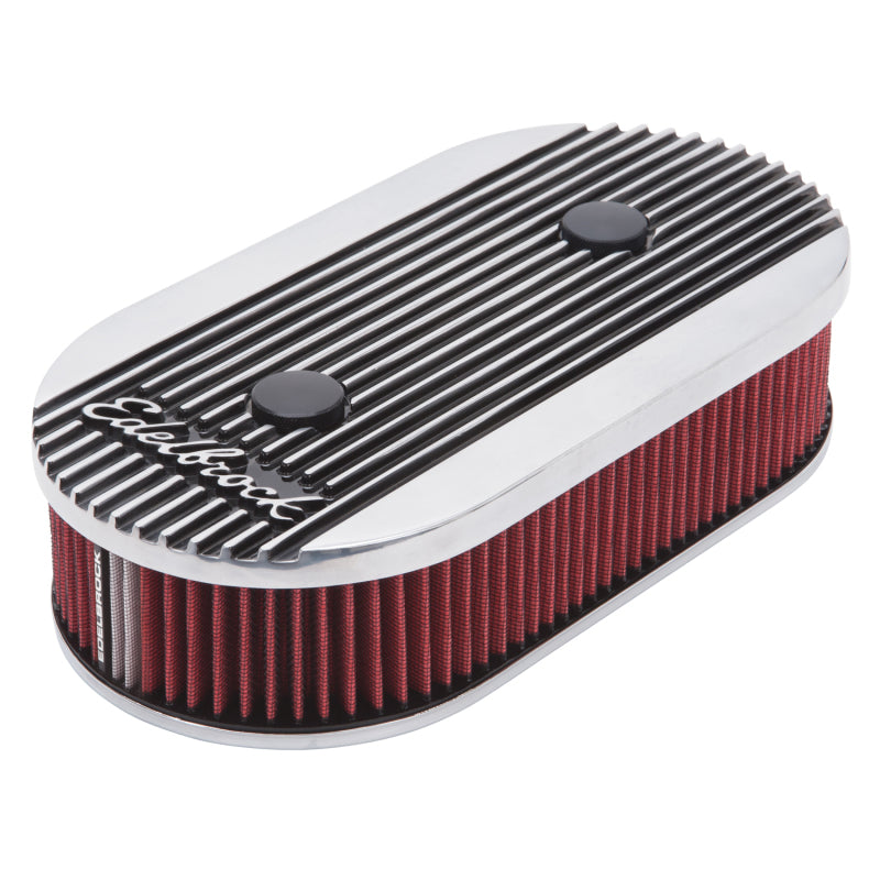 Edelbrock Air Cleaner Elite II Oval Dual-Quad Carbs 2 5In Red Element Polished - DTX Performance