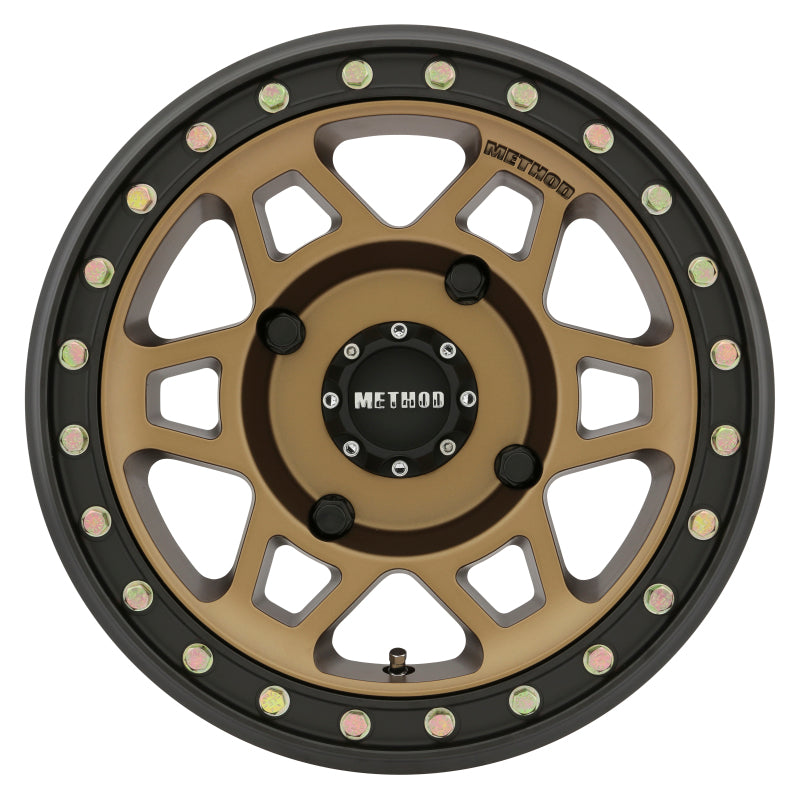 Method MR405 UTV Beadlock 15x7 4+3/13mm Offset 4x156 132mm CB Method Bronze Wheel - Matte Black Ring - DTX Performance