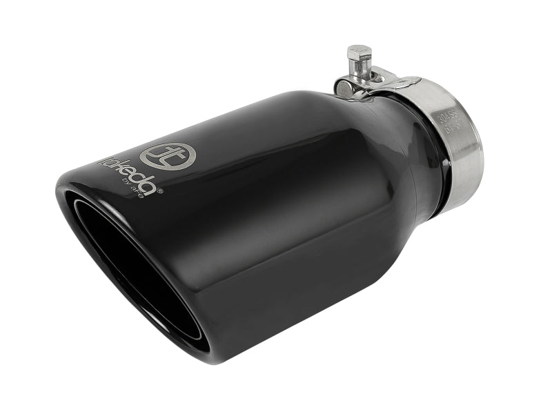 aFe Takeda 304 Stainless Steel Clamp-On Exhaust Tip 2.5in.Inlet / 4in Outlet - Black - DTX Performance