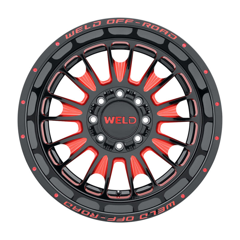 Weld Off-Road W122 20X10 Scorch 5X139.7 5X150 ET-18 BS4.75 Gloss Black MIL Red 110.2 - DTX Performance