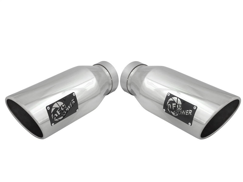 aFe MACH Force-XP 304 SS Single Wall Polished Exhaust Tip Pair 4in Inlet x 6in Outlet x 15in L - DTX Performance