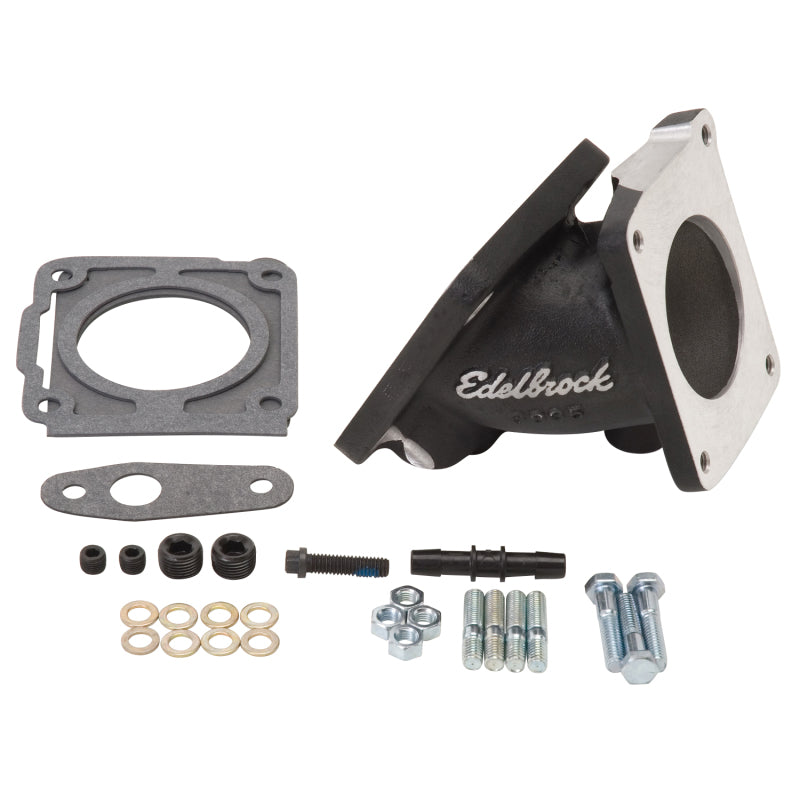 Edelbrock EFI Throttle Body Adaptor (Elbow) Ford Mustang 94-95 w/ Black Mini Texture Powder Coat - DTX Performance