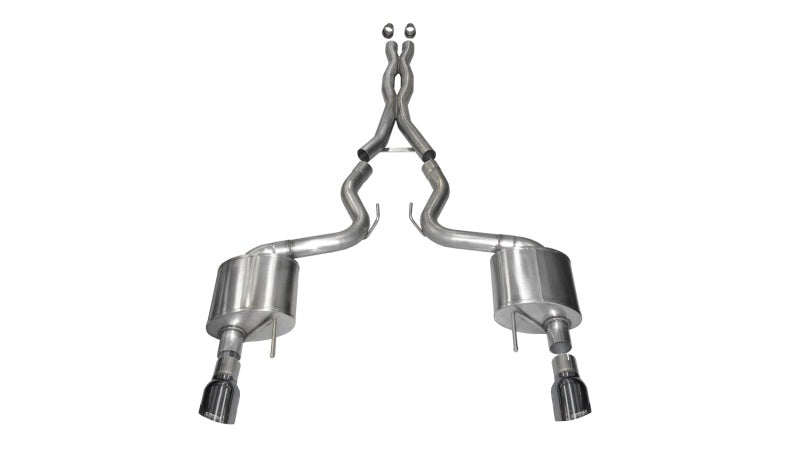 Corsa 15-17 Ford Mustang GT Coupe 5.0L 3in Sport Cat-Back Exhaust Dual Rear Exit w/ Gun Metal Tips - DTX Performance