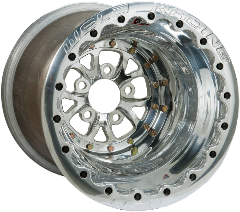 Weld V-Series 16x16 / 5x4.75 BP / 4in. BS Polished Wheel - Polished Double Beadlock - DTX Performance