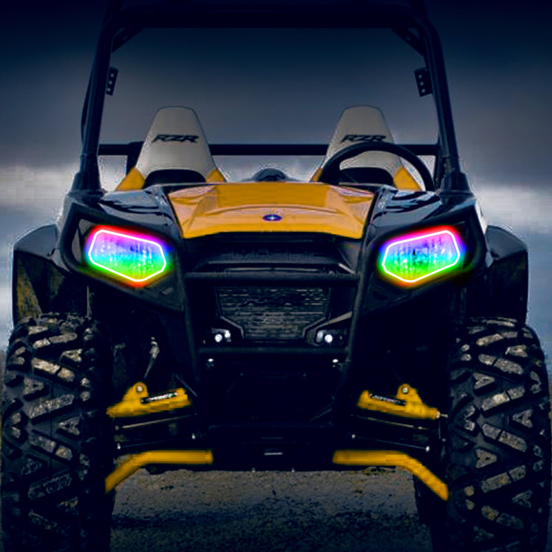 Oracle 08-19 Polaris RZR 570/800/900 Dynamic RGB+W Headlight Halo Kit - ColorSHIFT - Dynamic - DTX Performance