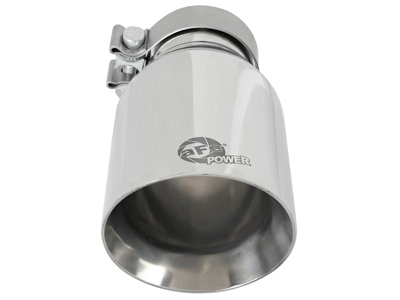 aFe MACH Force-Xp Univ 304 SS Double-Wall Clamp-On Exhaust Tip - Polished - 3in Inlet - 4.5in Outlet - DTX Performance