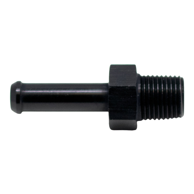 DeatschWerks 1/8in NPT Male Thread 1/4in Hose Barb - Anodized Matte Black - DTX Performance