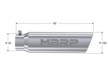 Load image into Gallery viewer, MBRP Universal 5in OD Angled Rolled End 4in Inlet 18in Lgth T304 Exhaust Tip - DTX Performance