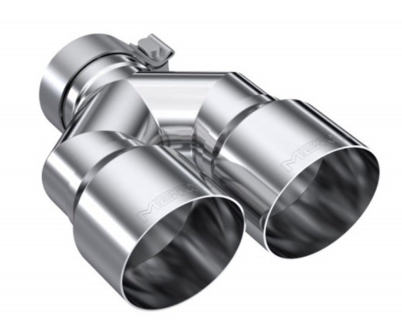 MBRP 3in ID / Dual 4in OD Out Staggered L 9.37in / R 9.87in Single Wall T304 SS Univ Exhaust Tip - DTX Performance