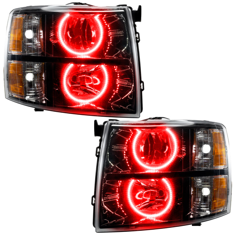 Oracle Lighting 07-13 Chevrolet Silverado Assembled Halo Headlights Round Style - Blk Housing -Red - DTX Performance