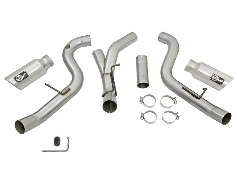 aFe Atlas Exhaust 4in Dual DPF-Back Al Steel w/ Pol Tips 16-17 GM Diesel Truck V8-6.6L (td) LML - DTX Performance