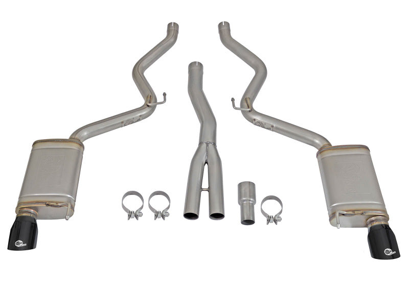 aFe MACHForce XP Exhausts Cat-Back SS-304 EXH w/ Black Tips 15-16 Ford Mustang EcoBoost 2.3L (t) - DTX Performance