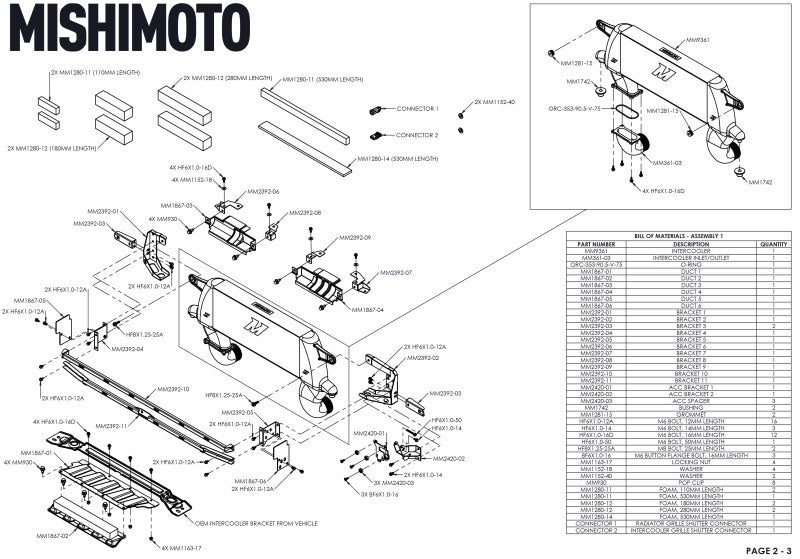 Mishimoto 21+ Bronco 2.3L High Mount INT Kit BK Core BK Pipes - DTX Performance