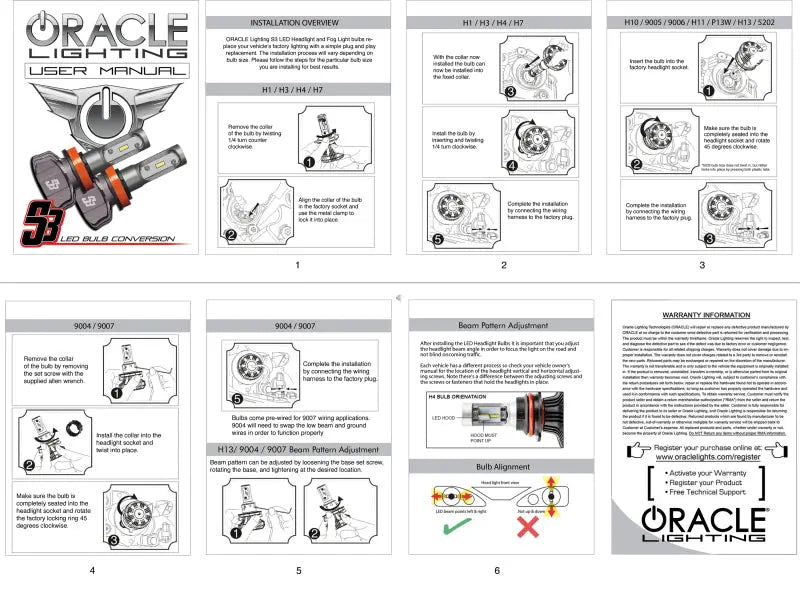 Oracle H11 - S3 LED Headlight Bulb Conversion Kit - 6000K - DTX Performance