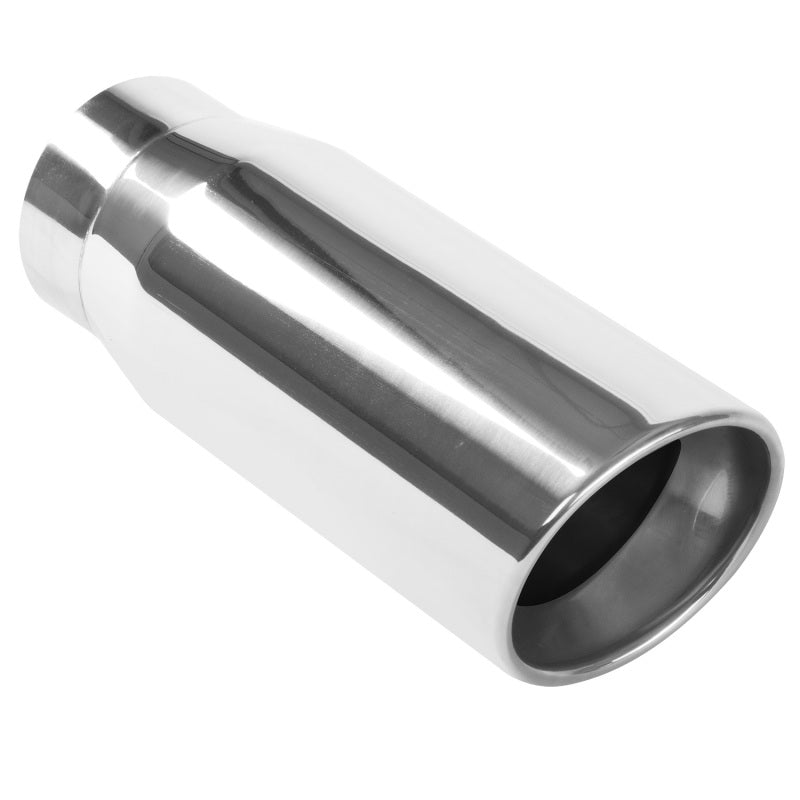 MagnaFlow Tip Stainless Double Wall Round Single Outlet Polished 5in DIA 4in Inlet 13in Length - DTX Performance