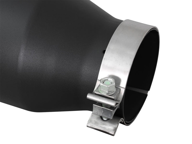 aFe Power MACH Force-Xp 4in In x 6in Out x 15in L Driver Side Clamp-On 4in 409 SS Exhaust Tip-Black - DTX Performance