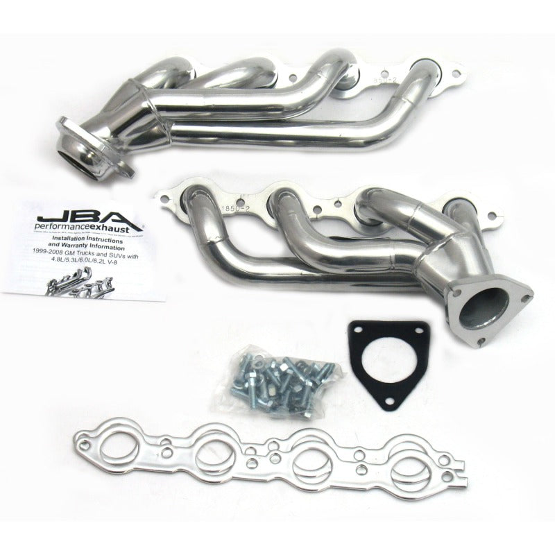 JBA 02-13 GM Truck 4.8L/5.3L LS Silver Ctd Cat4Ward Header - DTX Performance