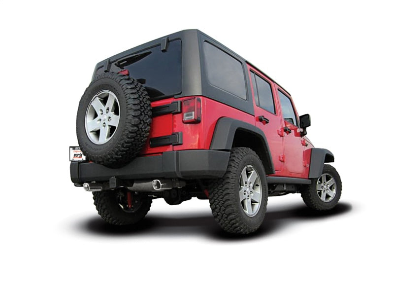 Borla 12-14 Jeep Wrangler JK 2Dr & 4Dr Rear Section ATAK Single Sqaure Rolled Angle-Cut Exit Exhaust - DTX Performance