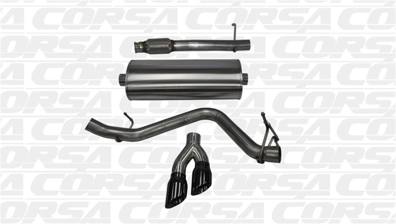 Corsa 14 GMC Sierra/Chevy Silv 1500 Reg. Cab/Long Bed 5.3L V8 Black Sport Single Side CB Exhaust - DTX Performance