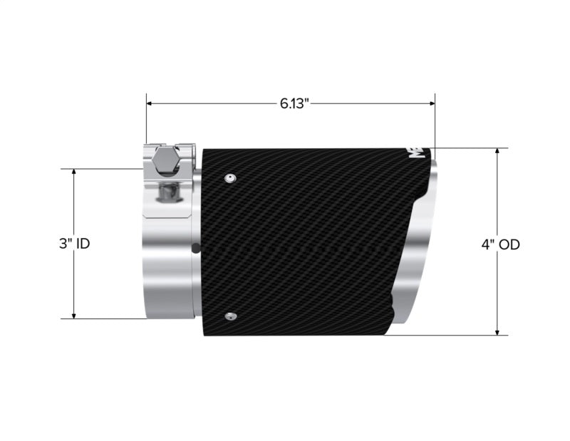 MBRP Universal Carbon Fiber Tip 3in ID / 4in OD Out / 6.13in Length Angle Cut Dual Wall - DTX Performance