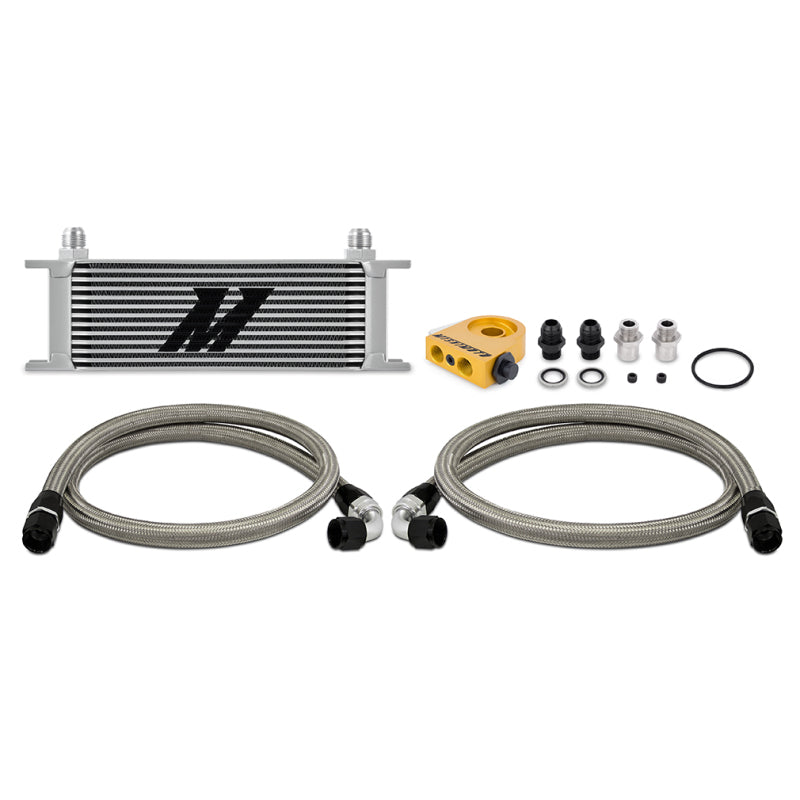 Mishimoto Universal Thermostatic Oil Cooler Kit 13-Row Silver - DTX Performance