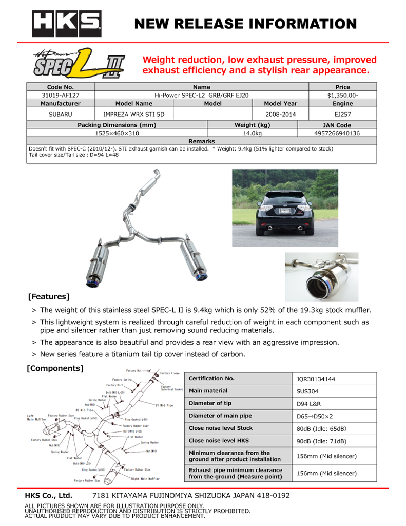 HKS Hi-Power SPEC-L2 GRB/GRF EJ20 - DTX Performance