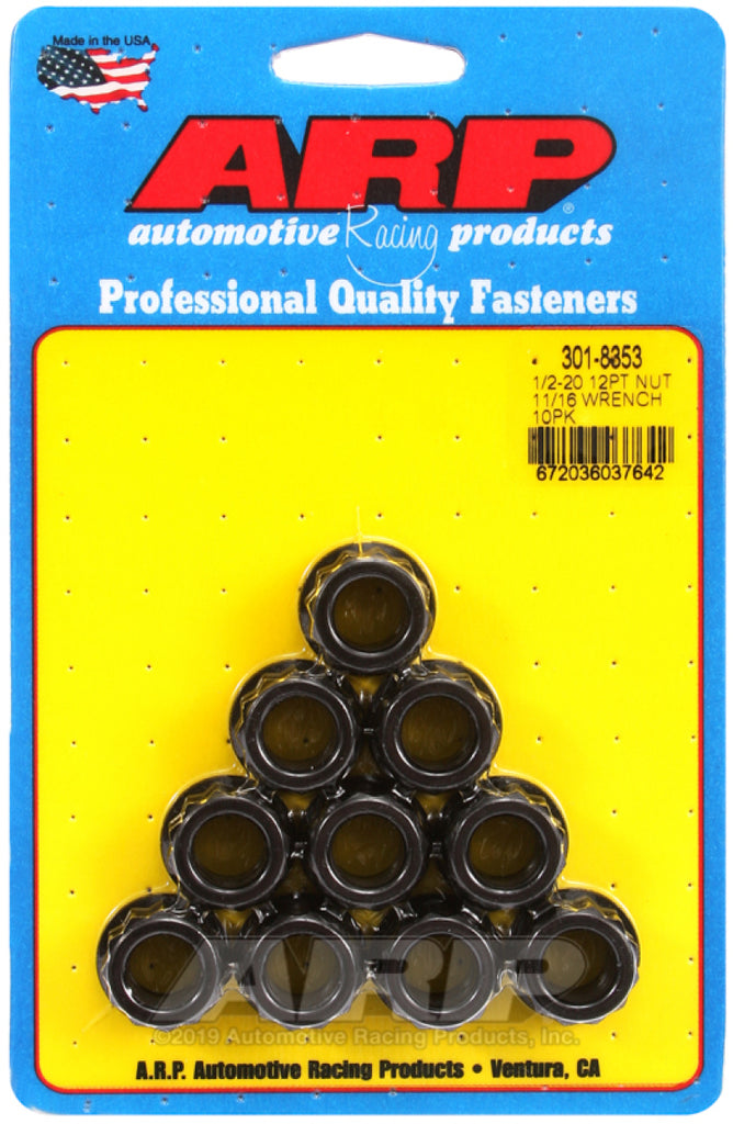 ARP 1/2-20 11/16 Socket 12pt Nut Kit (Set of 10) - DTX Performance