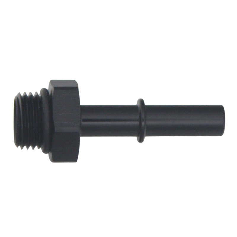 DeatschWerks 6AN ORB Male to 5/16in Male EFI Quick Connect Adapter - Anodized Matte Black - DTX Performance