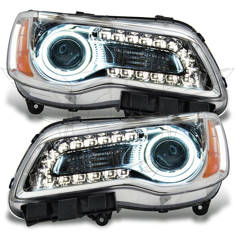 Oracle 11-14 Chrysler 300C NON HID LED Halo Headlights Chrome Housing - Blue - DTX Performance