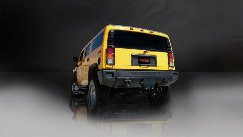 Corsa 03-06 Hummer H2 6.0L V8 Black Sport 3in Single Rear Twin 4in Tips Cat-Back Exhaust - DTX Performance